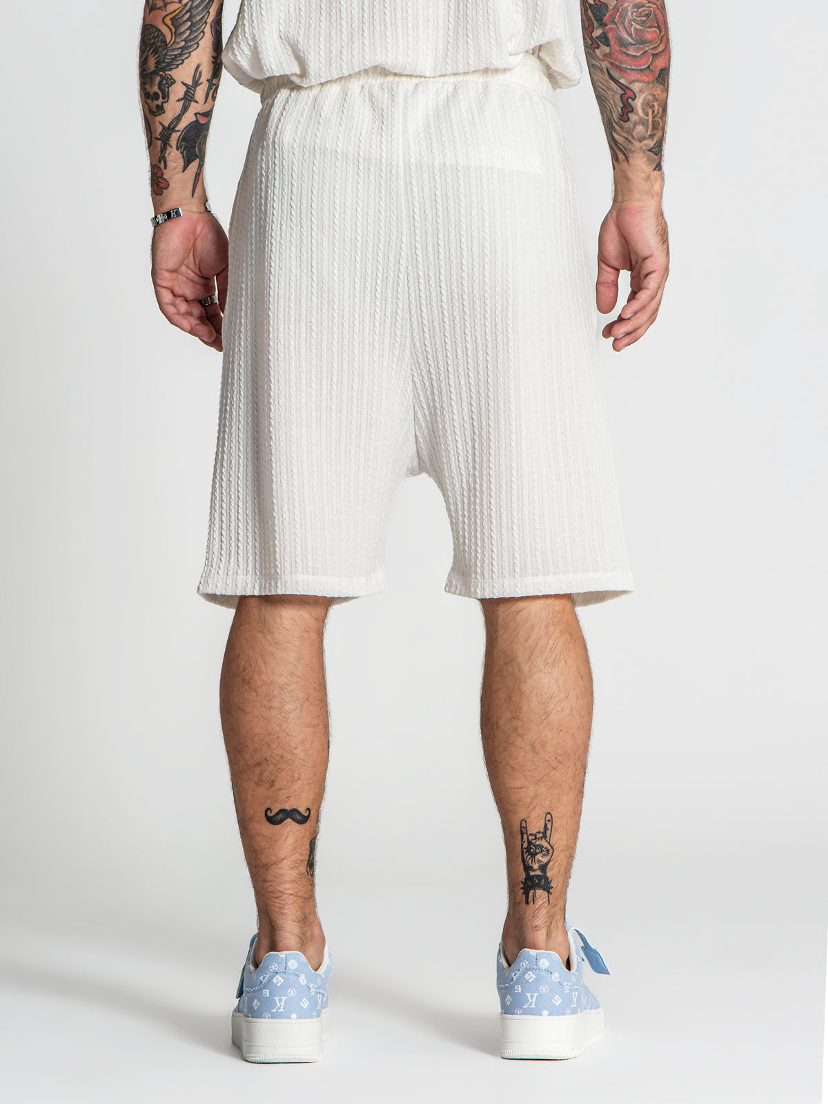 White Waffle Loose Shorts