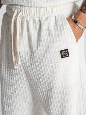 White Waffle Loose Shorts