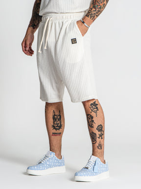 White Waffle Loose Shorts