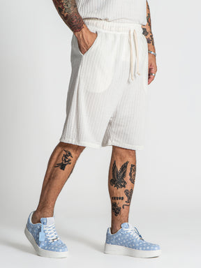 White Waffle Loose Shorts