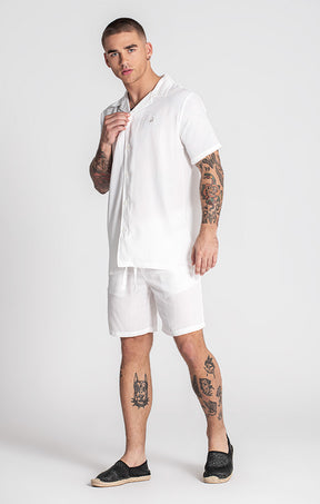 White Linen Hawaiian Shirt