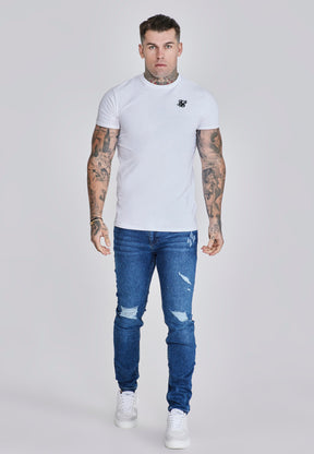 Blue Distressed Slim Fit Jeans (3)