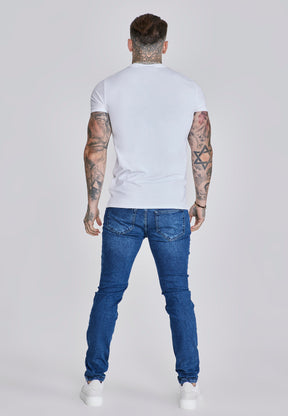 Blue Distressed Slim Fit Jeans (4)