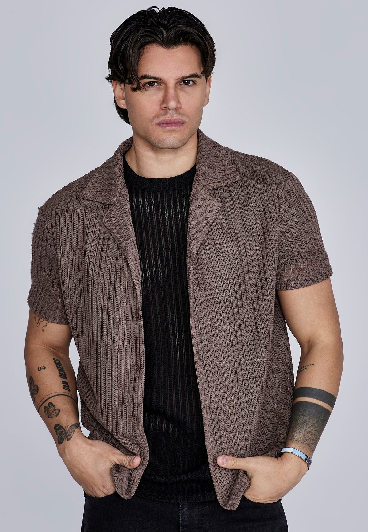 Brown Textured Resort Shirt