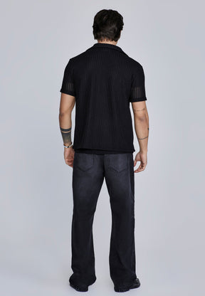 Black Textured Resort Shirt (4)