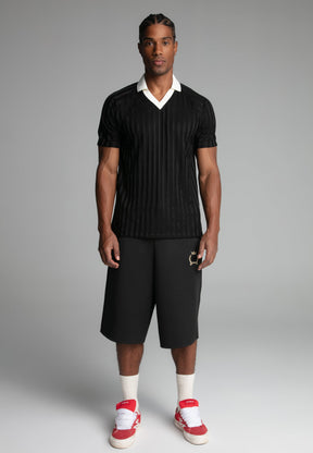 Black Oversized Poly Shorts (1)