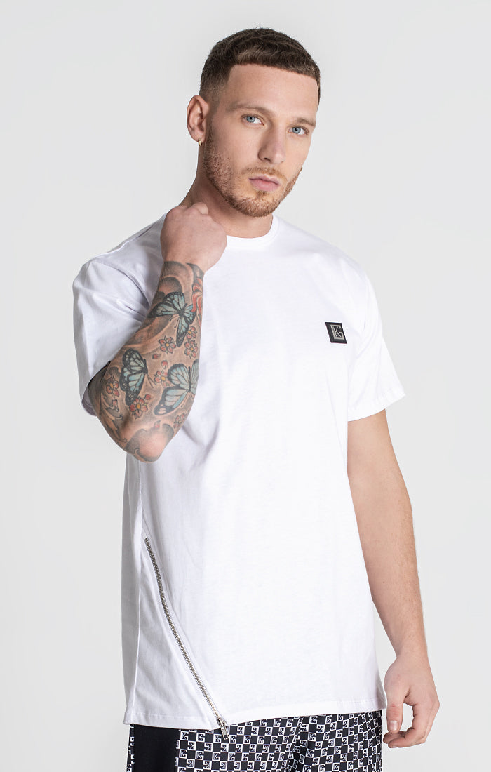 White Zipper Tee