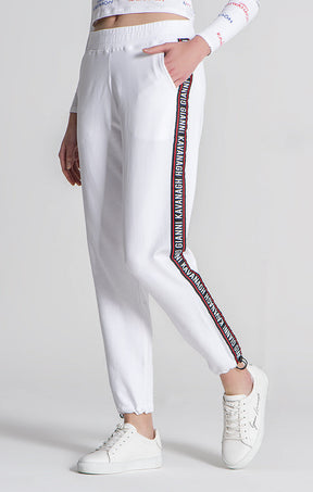 White Attitude Ribbon Joggers